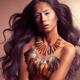Artistic ethnic portrait of a beautiful young woman with long flying h... (thumbnail)