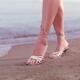 Woman waling in high heel shoes by the water... (thumbnail)
