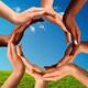 Multiracial Hands Making a Circle Together... (thumbnail)