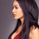 Profile portrait of beautiful woman with long black hair... (thumbnail)