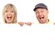 Screaming couple faces behind white sign... (thumbnail)