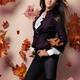 Fashionably dressed teenage girl artistic fall fashion
