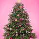 Decorated Christmas tree on pink... (thumbnail)