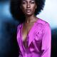 Beautiful black woman in shiny purple shirt fashion photo... (thumbnail)