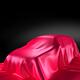 New car model covered with red shiny fabric... (thumbnail)