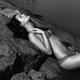 Beautiful Young Woman in Bikini Black and White... (thumbnail)