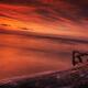 Dark red dramatic sunset scenery over lake Huron... (thumbnail)