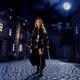 Beautiful asian lady assassin walking down night street with two sword... (thumbnail)
