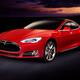Tesla Model S red luxury electric car outdoors... (thumbnail)