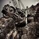 Steampunk land boring machine at Disneysea black and white... (thumbnail)