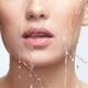 Closeup of woman face with healthy skin, mouth and lips, with water ru... (thumbnail)