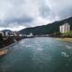 Panorama of Hida river and mountains in Gero Japan... (thumbnail)