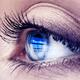 Closeup of eye with Facebook logo reflecting in it... (thumbnail)