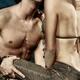 Artistic portrait of a sensual young couple kissing on the beach... (thumbnail)