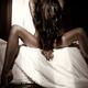Artistic photo of a nude woman on a bed with hair covering her body... (thumbnail)