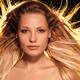 Portrait of beautiful woman face with glowing golden blond hair... (thumbnail)