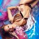 Beautiful glamorous woman in bikini swimsuit in lying water... (thumbnail)