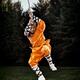 Shaolin warrior monk jumping with a staff... (thumbnail)