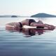 Woman practicing yoga on the water Fish pose Matsyasana... (thumbnail)