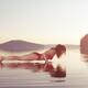 Woman practicing yoga on platform in the water Plank pose... (thumbnail)