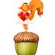 Happy squirrel with heart standing on acorn illustration
