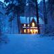 Country house with lights on snowy winter evening Ontario Canada... (thumbnail)