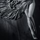 Sexy woman legs and green dress on wooden floor Black and white... (thumbnail)