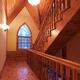 Timber frame cottage style Canadian house wooden staircase and gothic... (thumbnail)