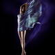 Beautiful nude woman floating in mid-air with flowing blue cloth wrapp... (thumbnail)