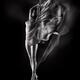 Artistic nude black and white photo of Woman suspended with bondage ro... (thumbnail)