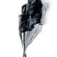 Beautiful young woman dancing in mid-air with flowing dark blue cloth around her naked body