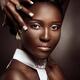 Beautiful black mixed race asian African-american woman closeup of fac... (thumbnail)