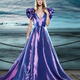 Woman wearing beautiful long blue dress at waterfront... (thumbnail)