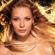 Beauty face portrait of woman with flying glowing blond hair... (thumbnail)
