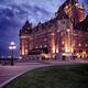 Artistic photo of Fairmont Le Château Frontenac lit by streetlights a... (thumbnail)
