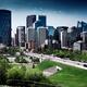 Calgary downtown skyline and Centre Street Bridge artistic dramatic sc... (thumbnail)