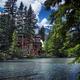 Large waterfront house in Canmore town Alberta springtime scenery... (thumbnail)