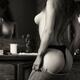 Sensual erotic black and white portrait of a sexy topless woman in und... (thumbnail)