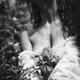 Sensual artistic black and white photo of beautiful woman with pink ro... (thumbnail)