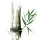 Bamboo stalk with green leaves Sumi-e Oriental Zen painting... (thumbnail)