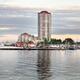 Panoramic view of Nanaimo city waterfront skyline in sunset Vancouver... (thumbnail)