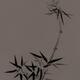 Bamboo stalk with young leaves Sumi-e Japanese Zen painting artwork on mocha background