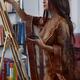 Sensual portrat of woman artist painting half nude in her home studio... (thumbnail)