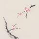 Sakura tree branches with cherry blossom flowers oriental Zen Sumie pa... (thumbnail)