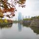 Osaka financial district towers view from Osaka Castle Park in colorfu... (thumbnail)