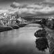 Kamo River Kamo-gawa black and white panorama in beautiful dramatic su... (thumbnail)