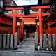 Orange Torii of little Inari Shinto shrine in Kyoto... (thumbnail)