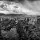 Dramatic black and white panorama of Kyoto city in autumn scenery and... (thumbnail)