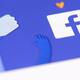 Facebook app front page logo on the screen... (thumbnail)