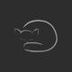 Cute snuggled sleeping cat art design on black background... (thumbnail)